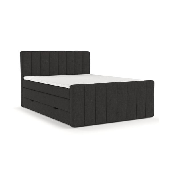 Spyruoklinė lova juodos spalvos su sandėliavimo vieta 140x200 cm Ruby – Maison de Rêve