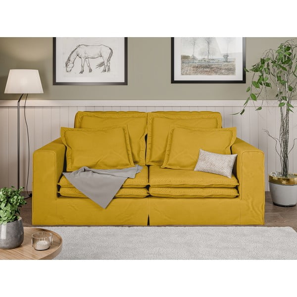 Geltonos spalvos sofa 196 cm Nora – Ropez-image-1