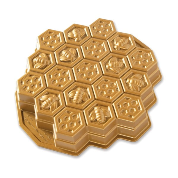 Aukso spalvos korio rašto kepimo forma Nordic Ware Bee, 2,4 l