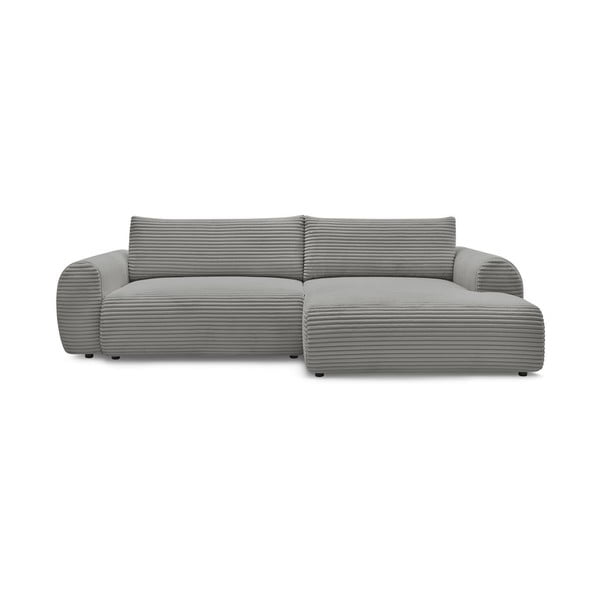 Iš kordinio velveto sulankstoma kampinė sofa tamsiai pilkos spalvos (su dešiniuoju kampu) Lucien – Bobochic Paris