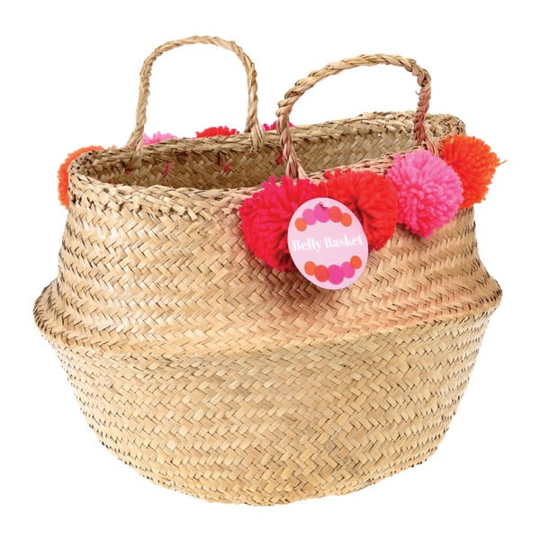 Jūros žolės laikymo krepšys su rožinėmis pom-poms "Rex London Pom Pom