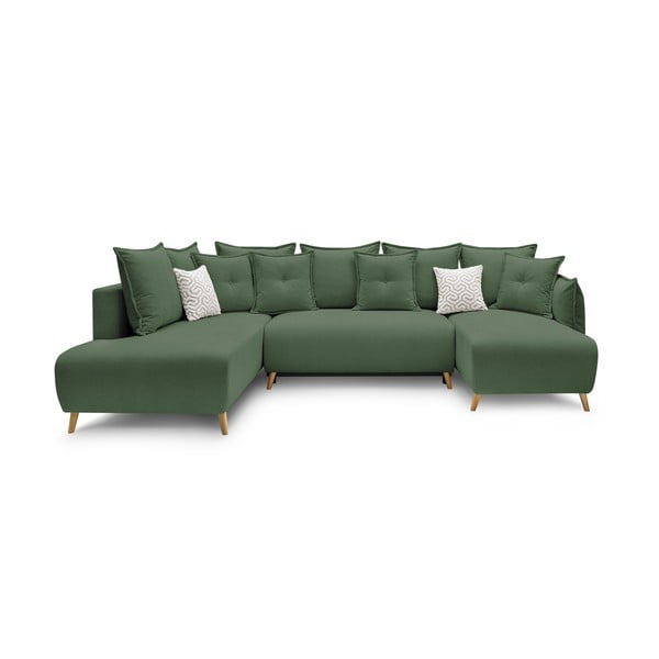 Sulankstoma kampinė sofa žalios spalvos (su kairiuoju kampu/„U“ formos) Nessa – Bobochic Paris