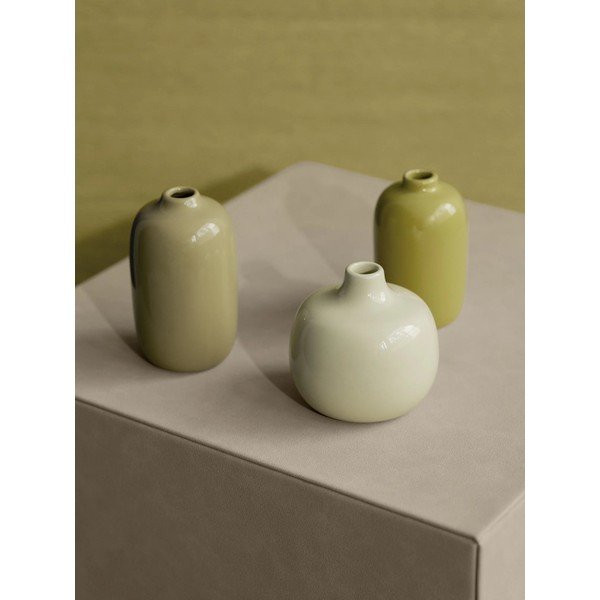 Žalios spalvos iš keramikos vazos 3 vnt. (aukštis 9 cm) Ceola – Blomus-image-1