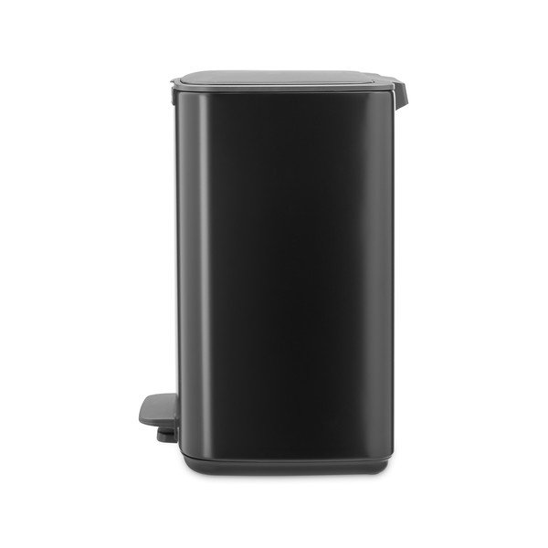 Matinės juodos spalvos šiukšliadėžė iš plieno su pedalu 12 l Bo – Brabantia-image-3