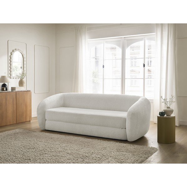 Baltos spalvos iš šenilinio audinio sulankstoma sofa 228 cm Neyo – Bobochic Paris-image-1