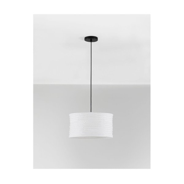 Baltos spalvos iš lino kabantis šviestuvas ø 38 cm Linnet – Nova Luce-image-3