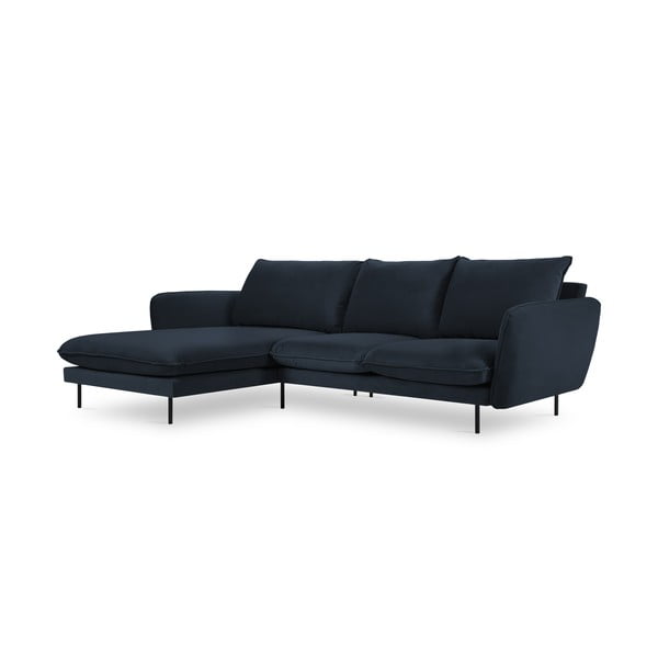 Tamsiai mėlyna aksominė kampinė sofa (kairysis kampas) Vienna - Cosmopolitan Design