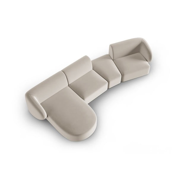 Smėlio spalvos iš velveto kampinė sofa (su kairiuoju kampu/su gultu) Paolo – Milo Casa-image-1