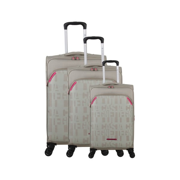 3 smėlio spalvos bagažo ant 4 ratukų rinkinys Lulucastagnette Bellatrice