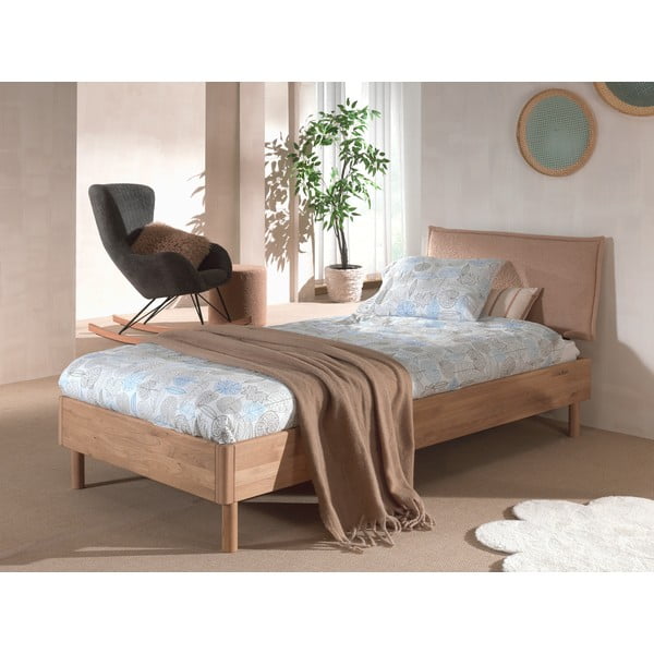 Natūralios spalvos iš ąžuolo masyvo viengulė lova su lovos grotelėmis 90x200 cm Forrest – Vipack-image-1