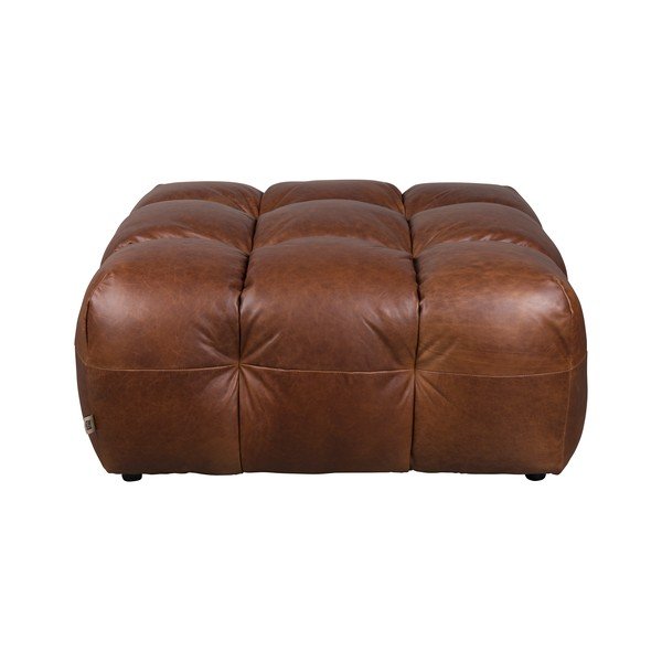 Rudos spalvos modulinė taburetė iš odos Hackman – Dutchbone