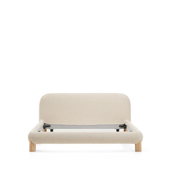 Smėlio spalvos dvigulė lova audiniu dengta be grotelių 180x200 cm Odina – Kave Home-image-3