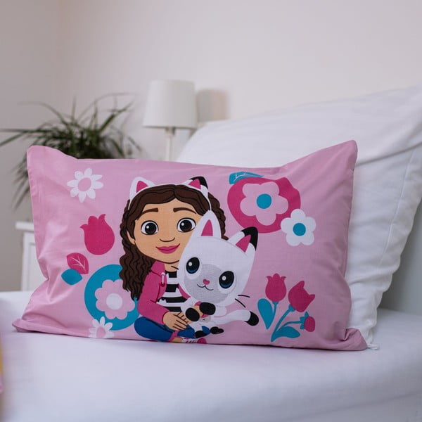 Rožinės spalvos iš medvilnės vaikiška patalynė vaikiškai lovai 100x135 cm Gabby's Dollhouse – Jerry Fabrics-image-3