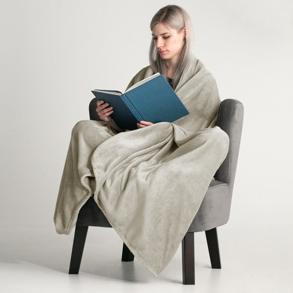 Smėlio spalvos iš mikropliušo lovatiesė 220x240 cm Mic – Restilo-image-1