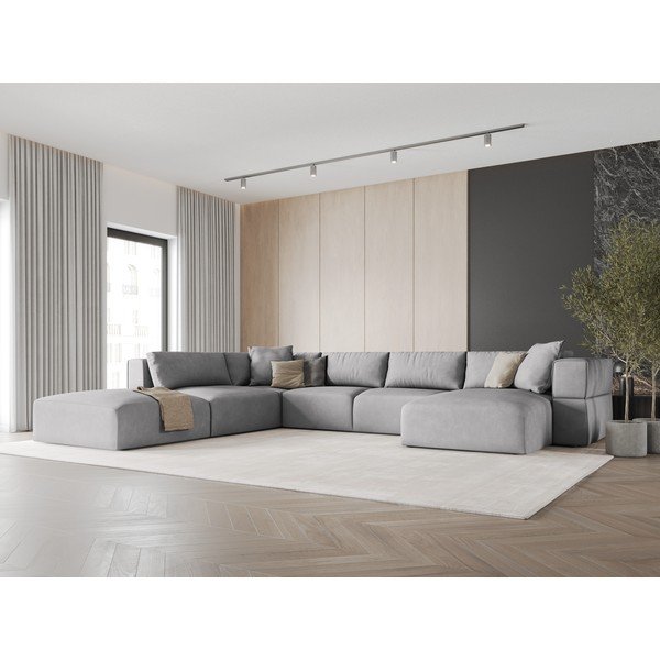 Kampinė sofa šviesiai pilkos spalvos (su kairiuoju kampu/„U“ formos) Esther – Milo Casa-image-1