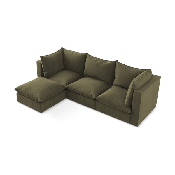 Khaki spalvos kampinė sofa (su kairiuoju kampu/su gultu) Manao – Makamii-image-4
