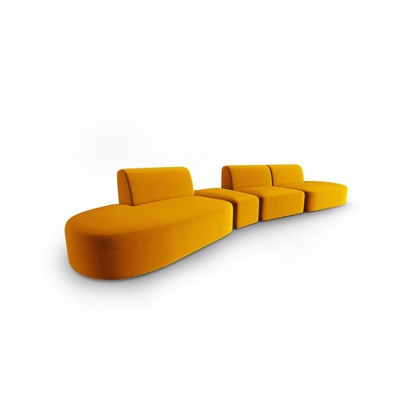Garstyčių spalvos iš velveto sofa su kairiuoju kampu 428 cm Paolo – Milo Casa-image-2