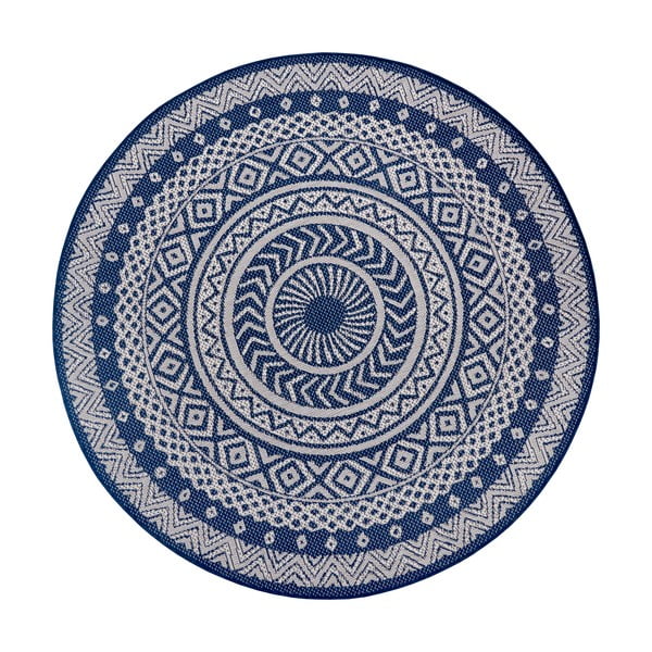 Mėlynos ir pilkos spalvos lauko kilimas Ragami Round, ø 160 cm