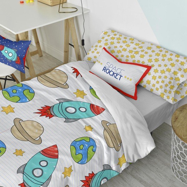 Dvipusis medvilninis pagalvės užvalkalas su raketa, 50 x 30 cm-image-1