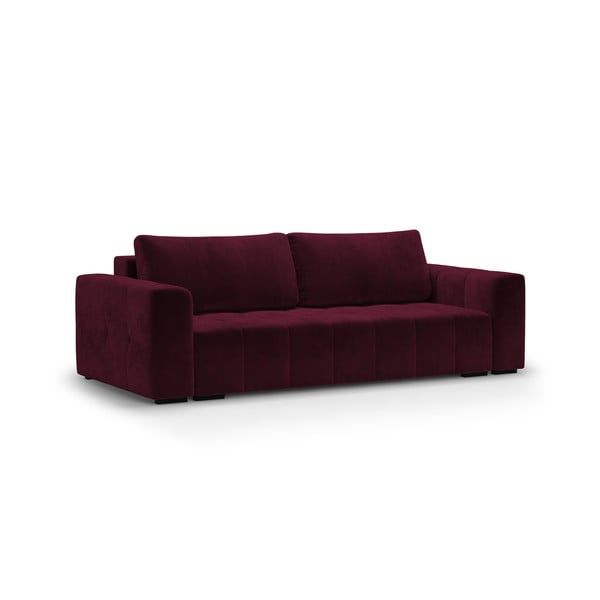 Tamsiai raudona aksominė sofa-lova Milo Casa Luca-image-2