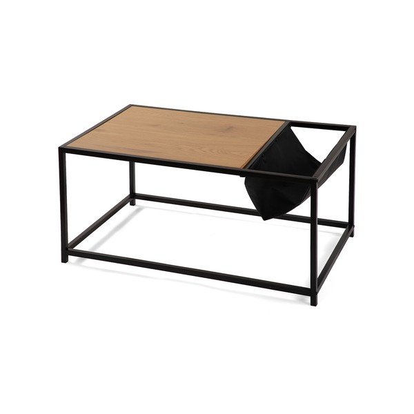 Juodos spalvos/natūralios spalvos kavos staliukas iš ąžuolo 60x99 cm Bayen – Bonami Essentials-image-2