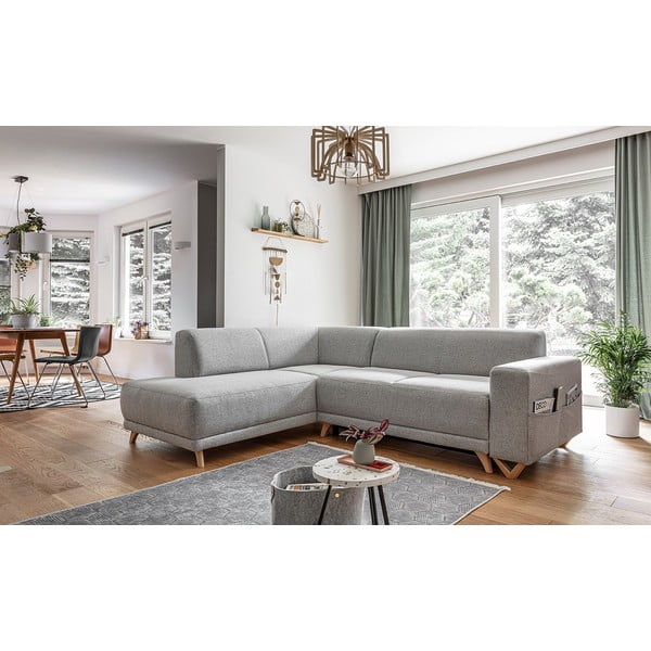 Šviesiai pilkos spalvos sulankstoma/su sandėliavimo vieta kampinė sofa (su kairiuoju kampu/„L“ formos) Classy Sophie – Miuform-image-3