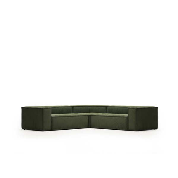 Iš kordinio velveto kampinė sofa žalios spalvos (kintama) Blok – Kave Home