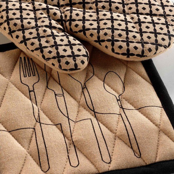 Iš perdirbtos medvilnės orkaitės pirštinės 2 vnt. Cuisiline – douceur d'intérieur-image-1