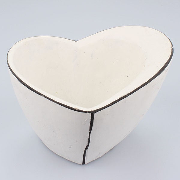 Baltas betono širdies vazonas Dakls Vintage širdis