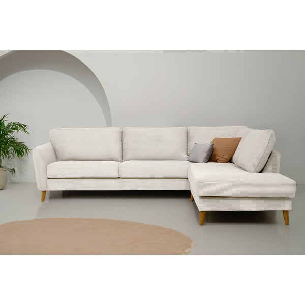 Iš kordinio velveto kampinė sofa baltos spalvos (su dešiniuoju kampu) Paris – Scandic-image-1