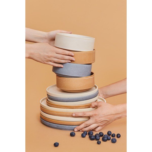 18 dalių smėlio spalvos akmens masės indų rinkinys Bonami selection Malia-image-3