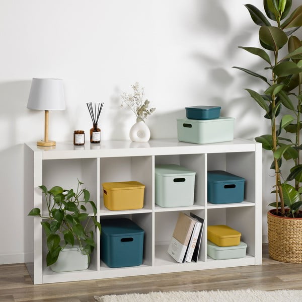 Iš plastiko daiktadėžė šviesiai žalios spalvos su dangčiu 24x18x8 cm – Homéa-image-1
