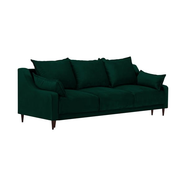 Tamsiai žalios spalvos aksominė sofa-lova su patalynės dėže Mazzini Sofas Freesia, 215 cm-image-2