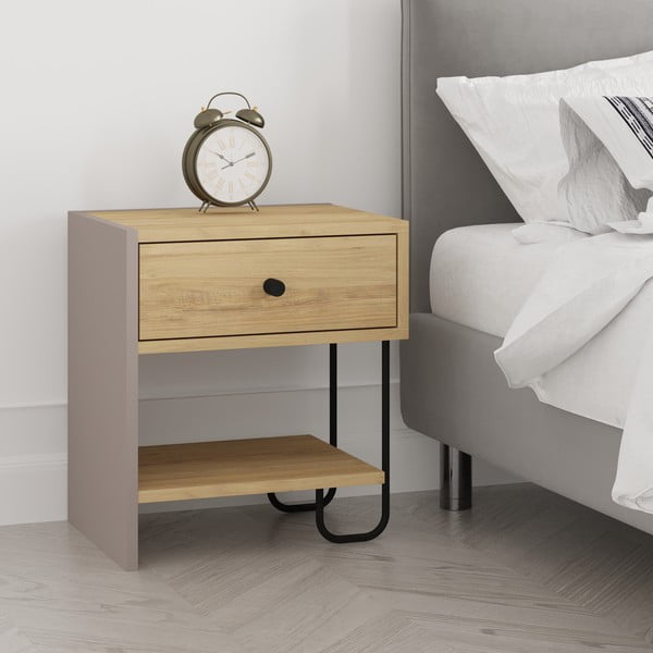 Naktinis staliukas iš ąžuolo su lentynomis Saturne – Marckeric-image-4