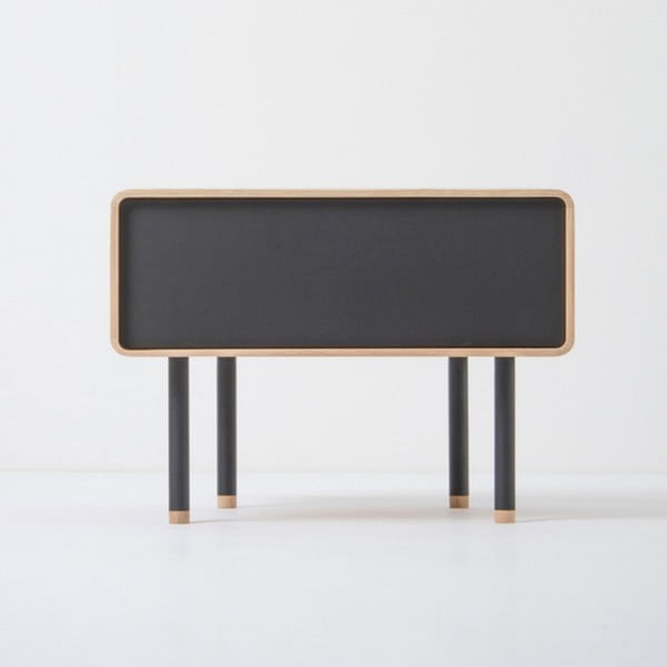 Ąžuolo medžio naktinis staliukas su juodu stalčiumi Gazzda Fina-image-3