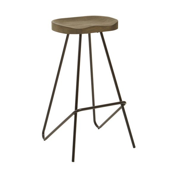 Juodos spalvos/natūralios spalvos iš guobos masyvo baro taburetė (sėdynės aukštis 78 cm) District – Premier Housewares