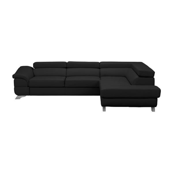 Tamsiai pilka odinė kampinė sofa-lova su daiktų laikymo vieta "Windsor & Co Sofas Gamma", dešinysis kampas
