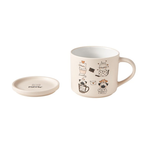 Iš porceliano  puodeliai oranžinės spalvos/smėlio spalvos 2 vnt. 350 ml Cats – Brandani-image-1