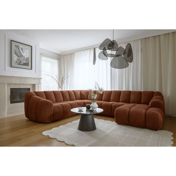 Terakotos spalvos kampinė sofa (su kairiuoju kampu/„U“ formos) Shell – Miuform-image-1