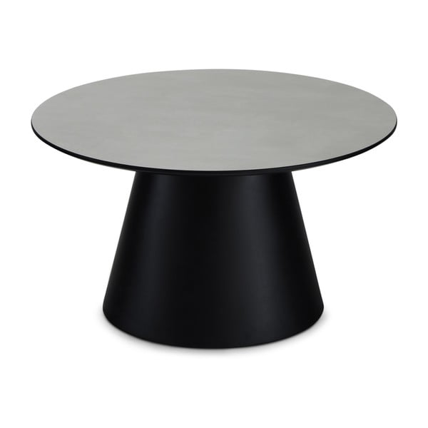 Kavos staliukas juodos spalvos/šviesiai pilkos spalvos su marmuro dekoro stalviršiu ø 80 cm Tango – Furnhouse