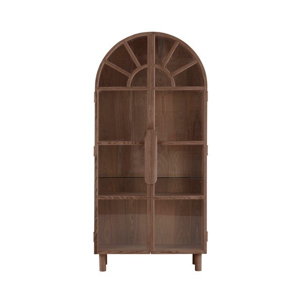 Tamsios natūralios spalvos vitrina iš riešutmedžio 90x195x40 cm Sandor – Jotex-image-3