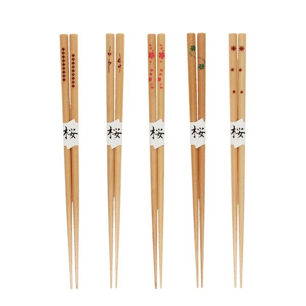 Natūralios spalvos medinis valgymo lazdelių rinkinys 5 vnt. Delicate – Rex London