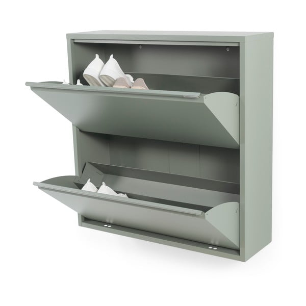 Pilkai žalios spalvos iš metalo atlenkiama spintelė batams 75x77,5x22,5 cm Billy – Spinder Design-image-2