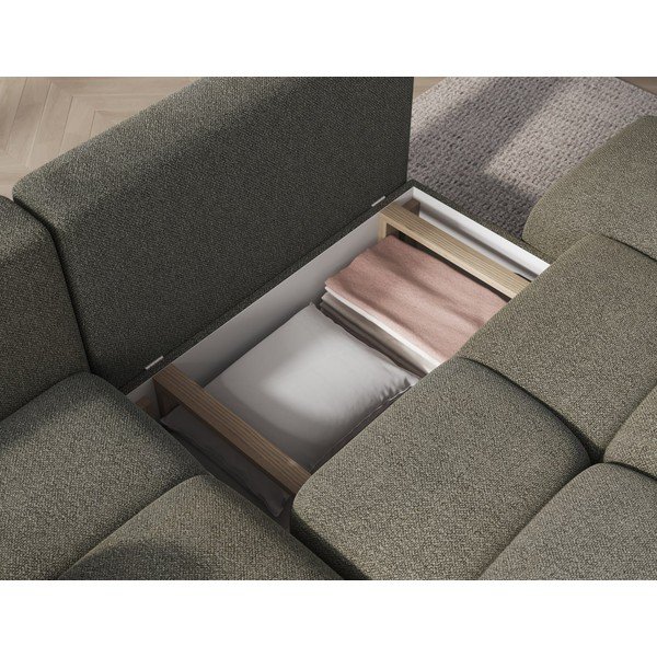 Žalios spalvos sulankstoma/su sandėliavimo vieta kampinė sofa iš boucle (su kairiuoju kampu/su gultu) Vittario – ELTAP-image-4