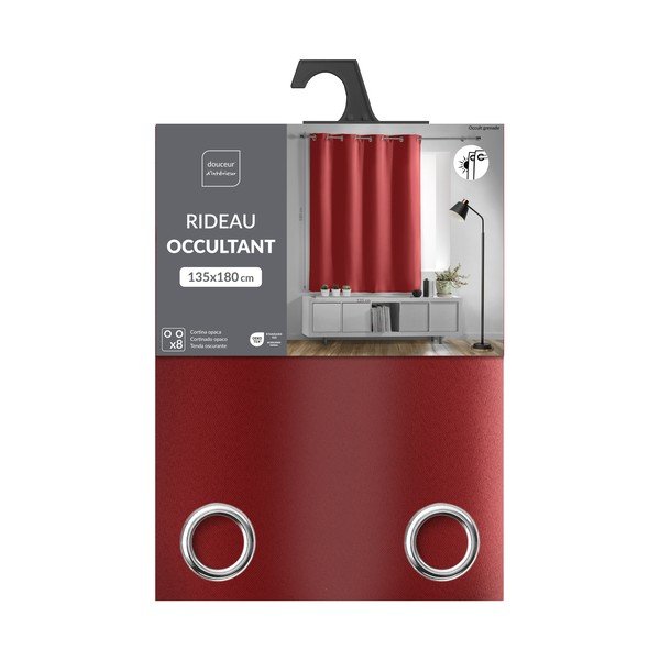 Raudonos spalvos visiškai užtemdo užuolaida 135x180 cm Occult – douceur d'intérieur-image-2