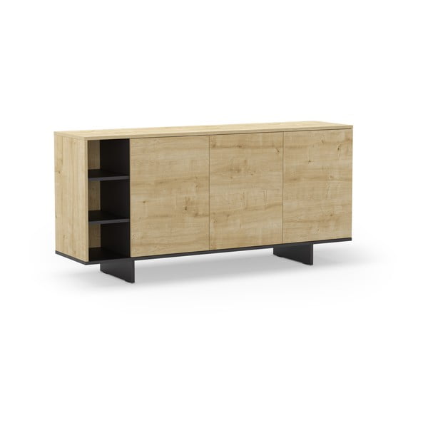 Žema šoninė spintelė natūralios spalvos iš ąžuolo 170x80 cm Cequoia – Marckeric-image-2