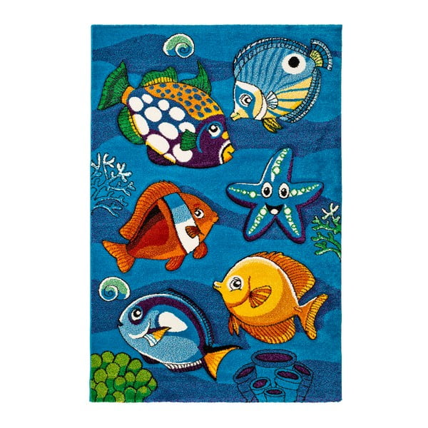 Mėlynas vaikiškas kilimas "Universal Underwater", 120 x 170 cm