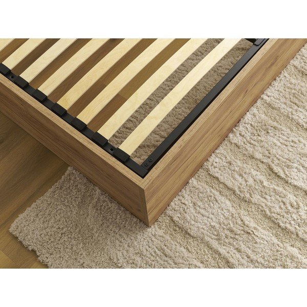 Rudos spalvos dvigulė lova iš medžio drožlių plokštės iš beržo su sandėliavimo vieta/be galvūgalio su lovos grotelėmis 140x190 cm Mara – Bobochic Paris-image-4