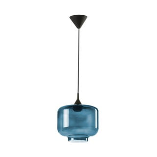 Juodas pakabinamas šviestuvas su mėlynu stikliniu gaubtu Tierra Bella Ambar, ø 25 cm