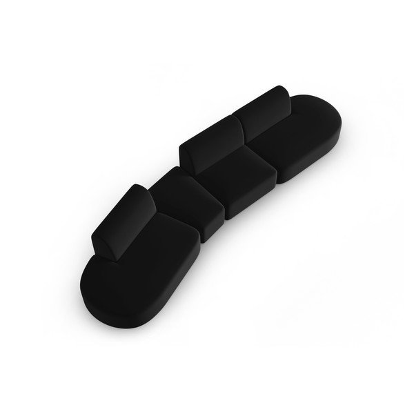 Juodos spalvos iš velveto sofa su kairiuoju kampu 428 cm Paolo – Milo Casa-image-1